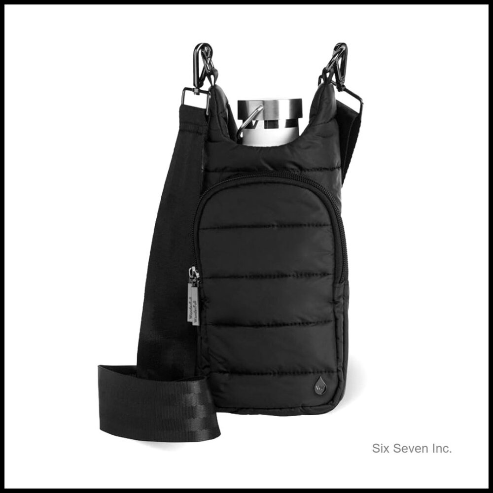Water Bottle Holder Crossbody Bag Hands-Free Hydration Carrier With Pockets